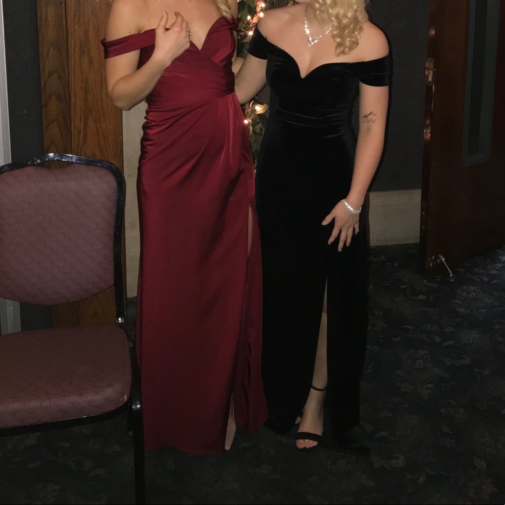 Red off the shoulder dress